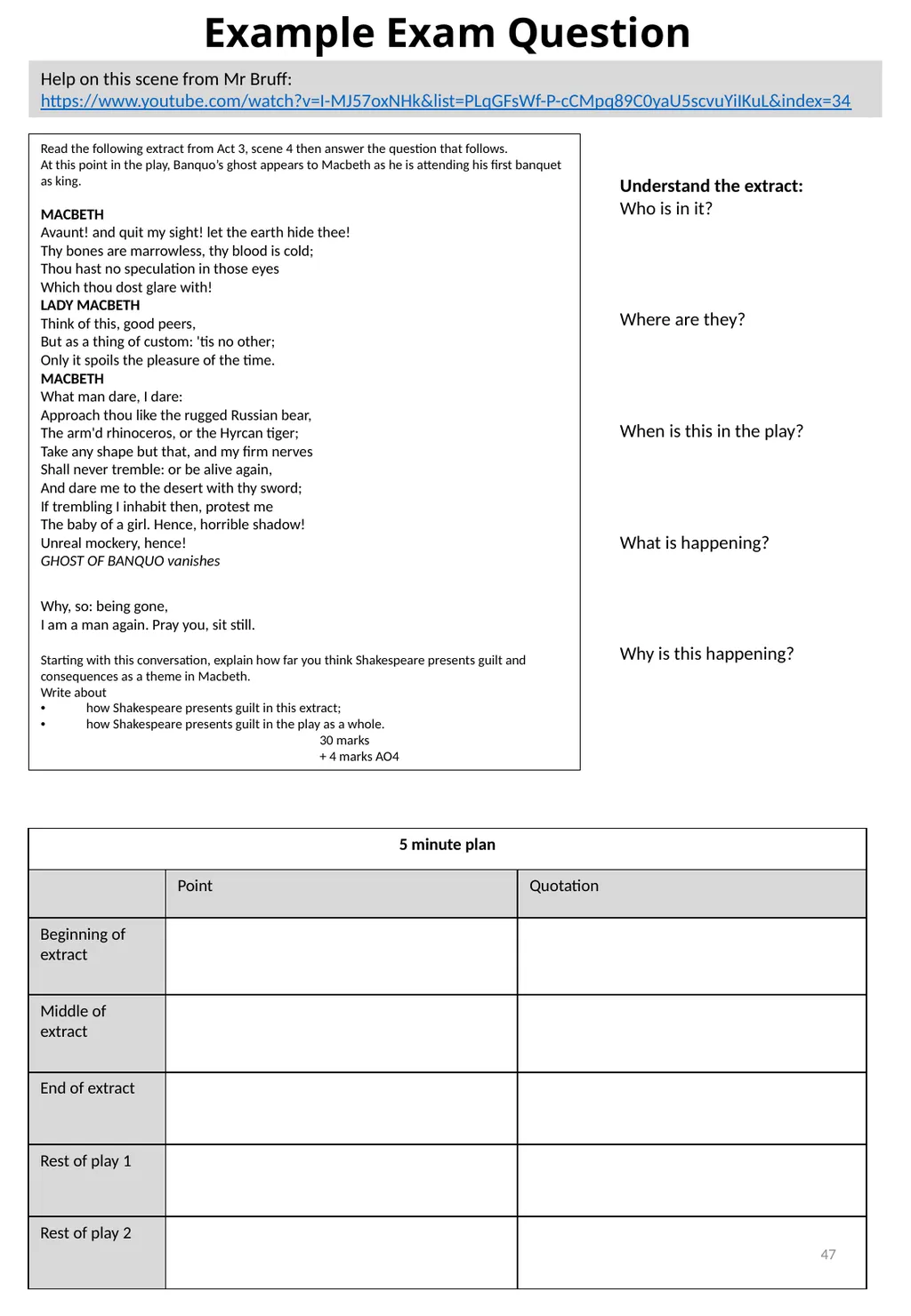 Year 11 Macbeth Revision Booklet Name: Teacher’s - slide 47 of 53