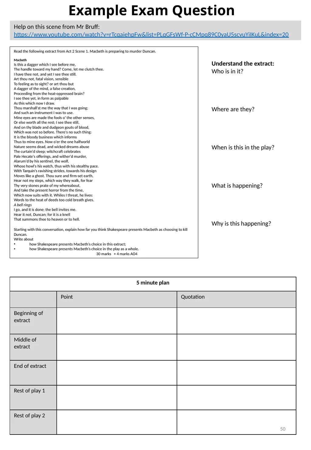 Year 11 Macbeth Revision Booklet Name: Teacher’s - slide 50 of 53