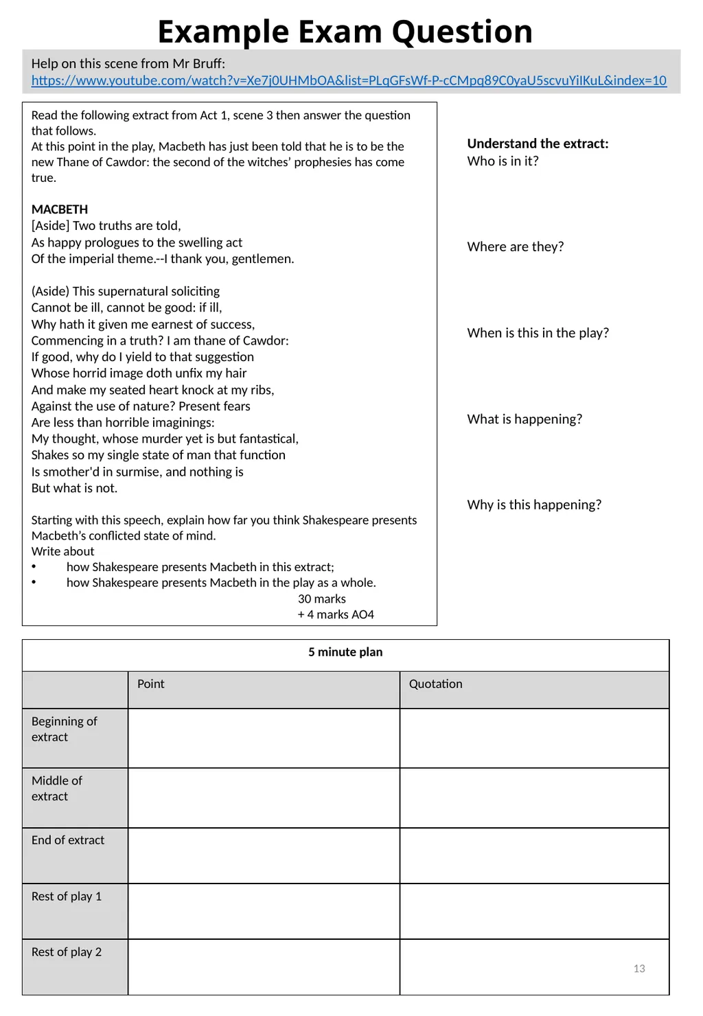Year 11 Macbeth Revision Booklet Name: Teacher’s - slide 13 of 53