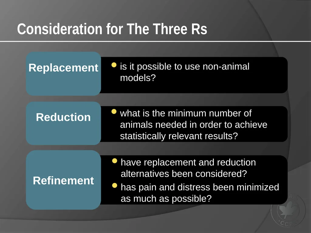 CCAC Training Module on: the Ethical Use and Care - slide 8 of 18