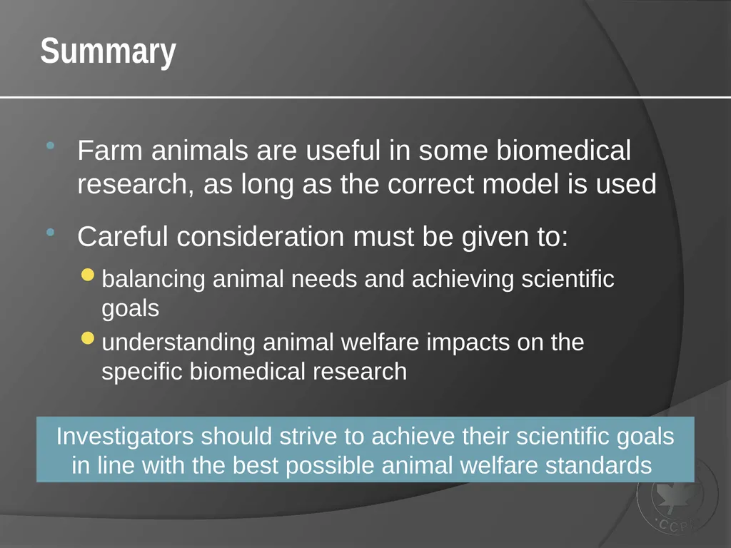 CCAC Training Module on: the Ethical Use and Care - slide 18 of 18