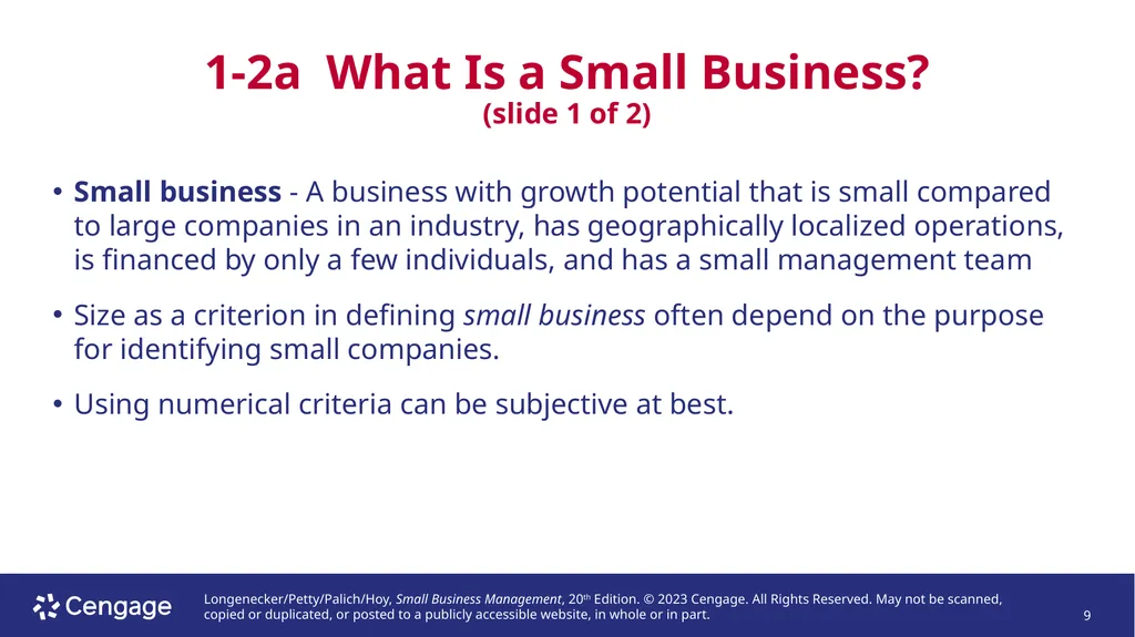 Small Business Management, 20e Chapter 1: The - slide 9 of 45