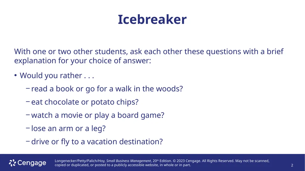 Small Business Management, 20e Chapter 1: The - slide 2 of 45