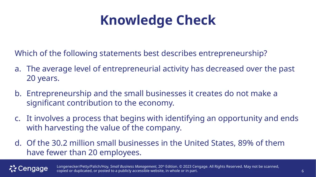 Small Business Management, 20e Chapter 1: The - slide 6 of 45