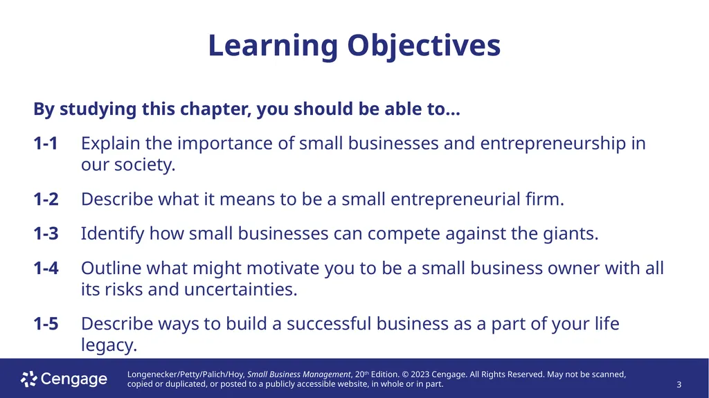 Small Business Management, 20e Chapter 1: The - slide 3 of 45