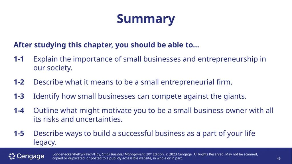 Small Business Management, 20e Chapter 1: The - slide 45 of 45