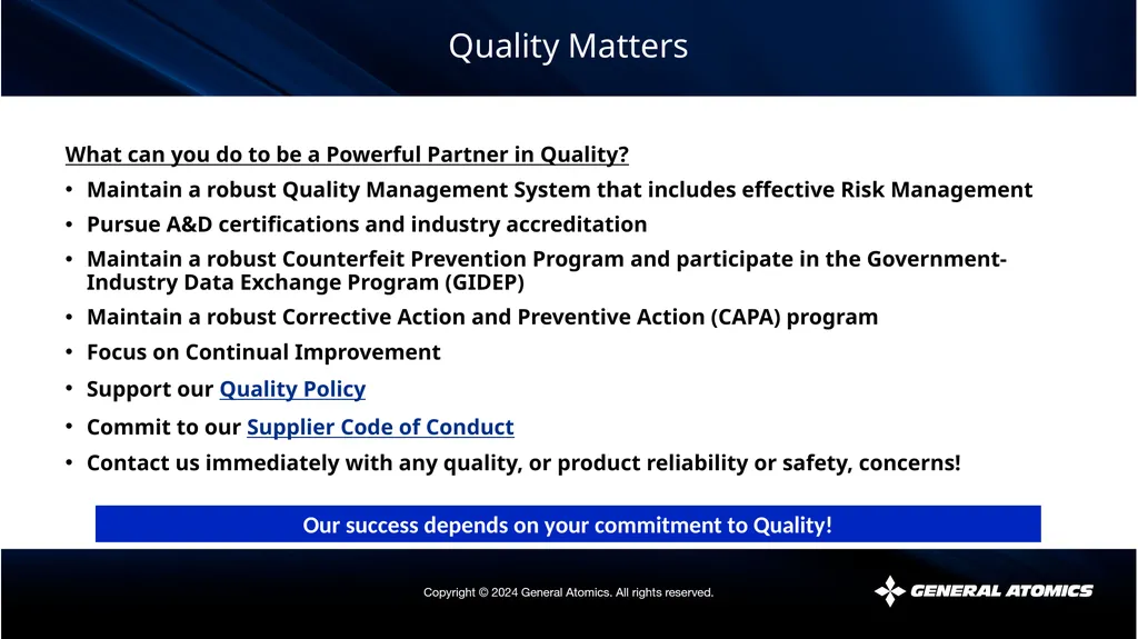 Quality Matters The views expressed by the - slide 31 of 34