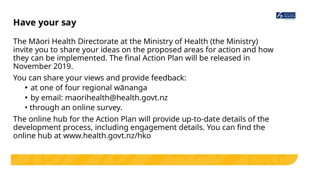 Implementing He Korowai Oranga: The Māori Health - slide 3 of 33