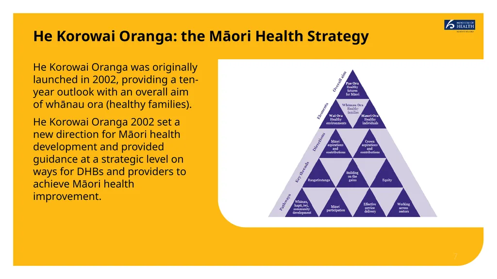 Implementing He Korowai Oranga: The Māori Health - slide 7 of 33