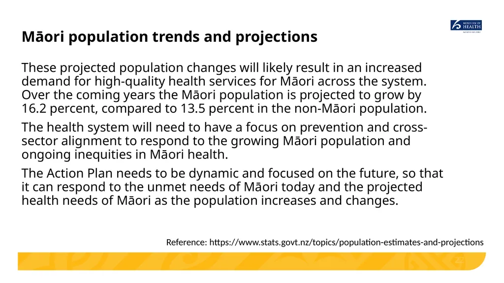 Implementing He Korowai Oranga: The Māori Health - slide 22 of 33