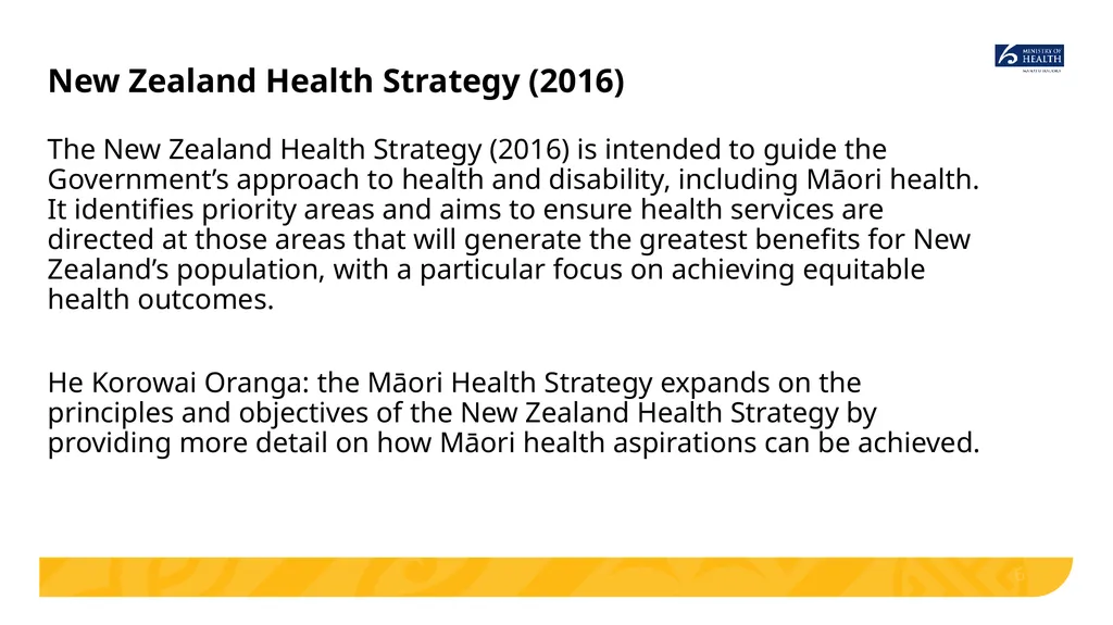 Implementing He Korowai Oranga: The Māori Health - slide 6 of 33