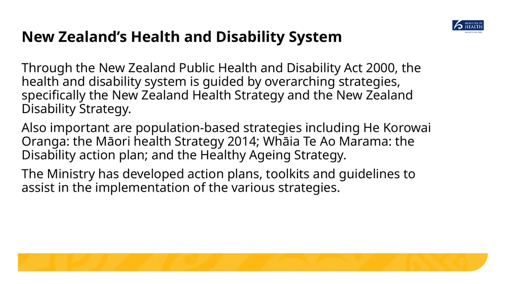 Implementing He Korowai Oranga: The Māori Health - slide 5 of 33