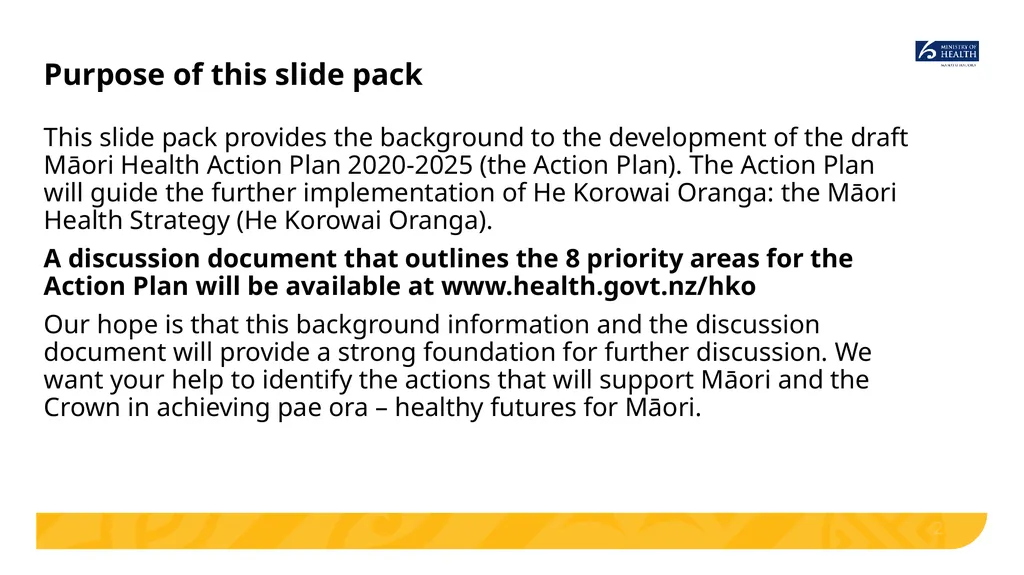 Implementing He Korowai Oranga: The Māori Health - slide 2 of 33