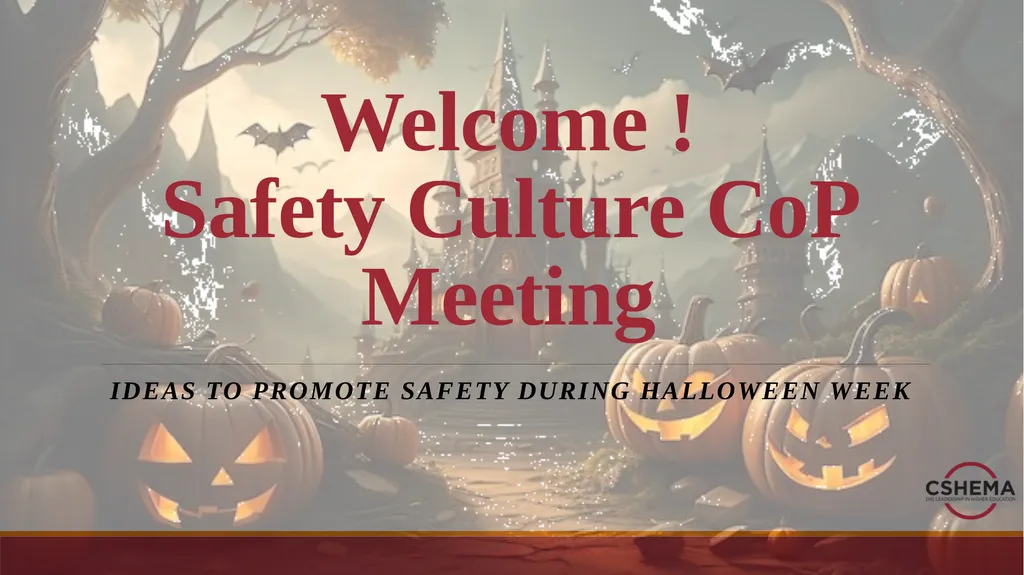 Welcome ! Safety Culture CoP Meeting Ideas to - slide 1 of 4