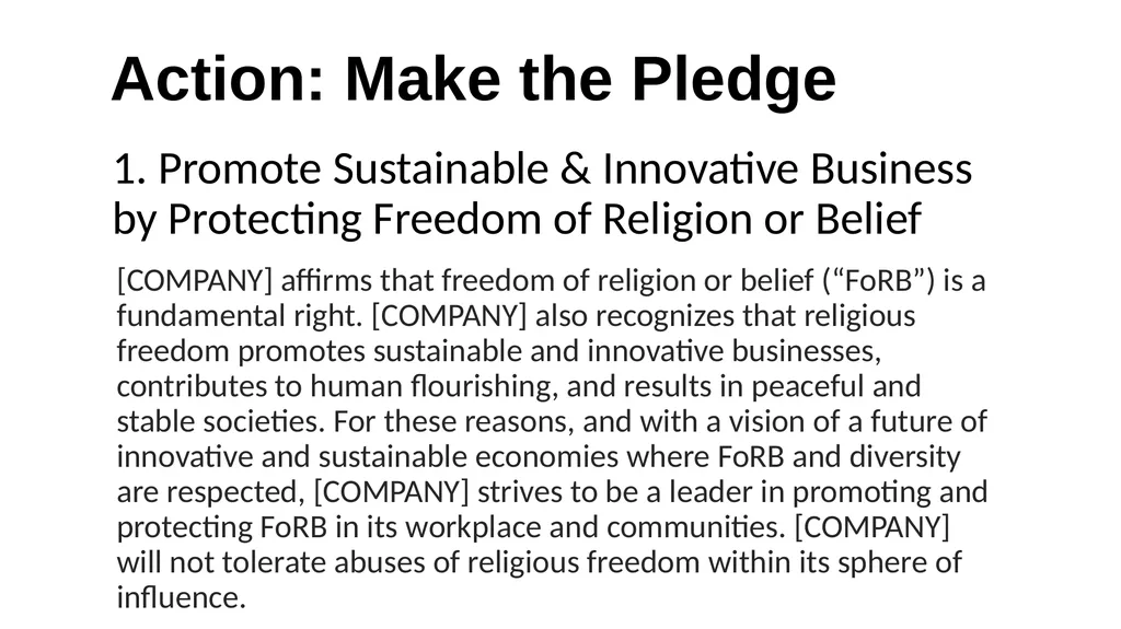 The FoRB Pledge Corporate Pledge in Support of - slide 25 of 30