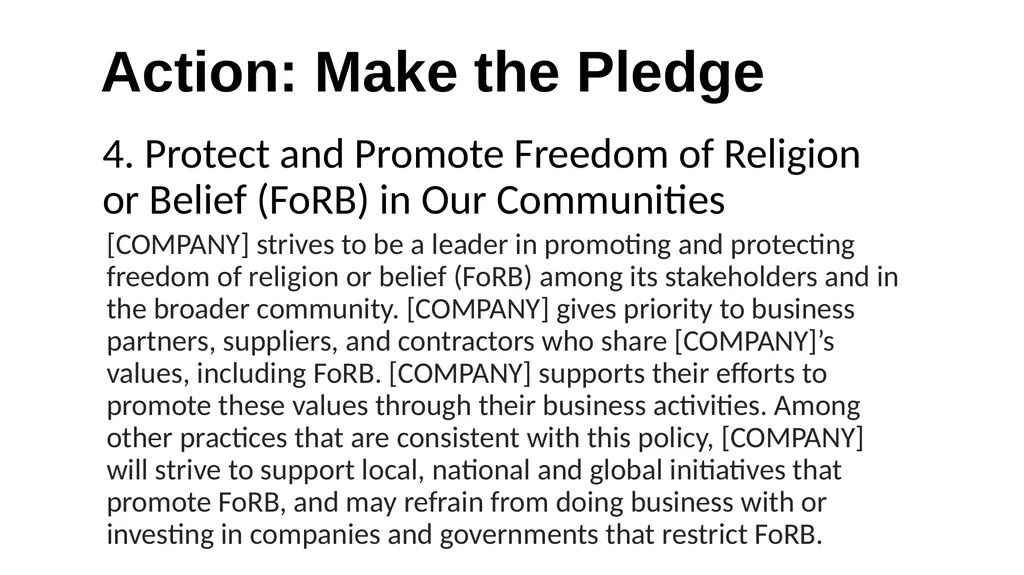 The FoRB Pledge Corporate Pledge in Support of - slide 28 of 30