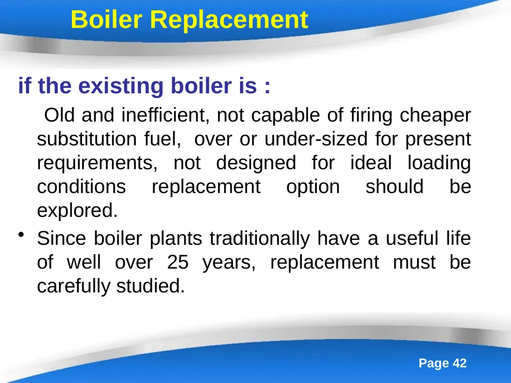 Energy Efficiency in Boiler System Boilers - slide 42 of 55