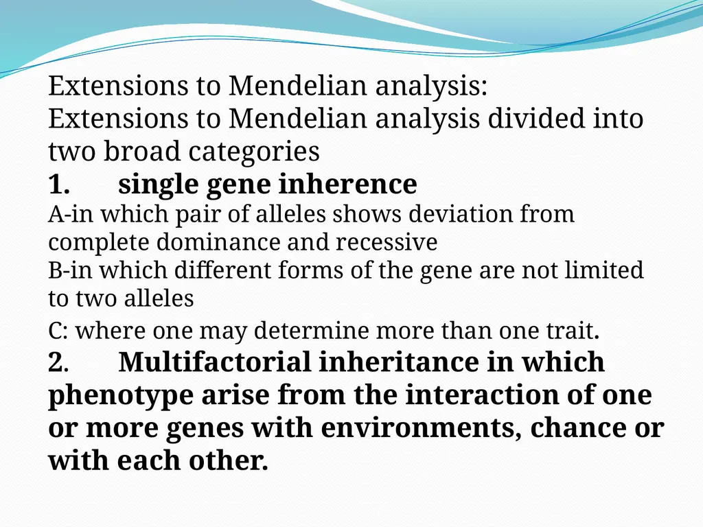 genetic course lecture (3) Modified Mendelian - slide 2 of 18