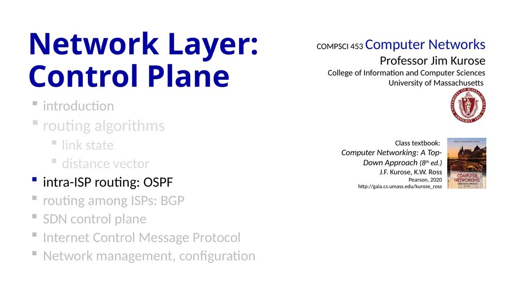 Network Layer: Control Plane introduction routing - slide 1 of 8