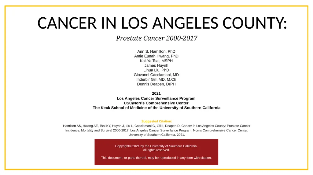 CANCER IN LOS ANGELES COUNTY: Prostate Cancer - slide 2 of 23