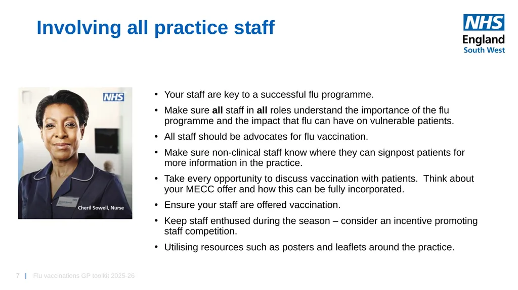 Flu vaccinations 2025/26 Toolkit for GP Practices: - slide 7 of 16