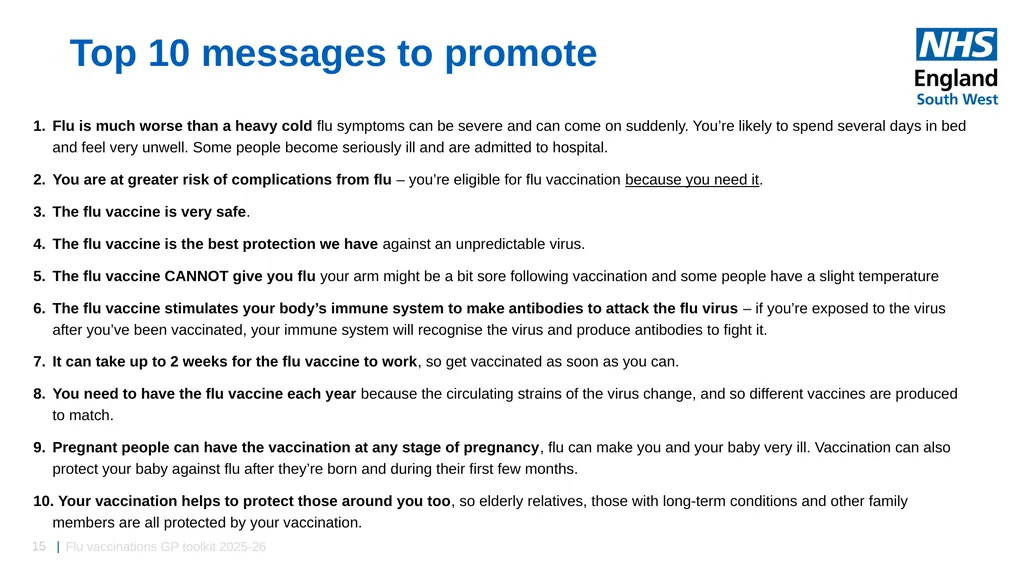 Flu vaccinations 2025/26 Toolkit for GP Practices: - slide 15 of 16