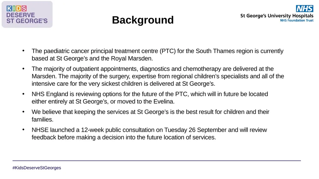 #KidsDeserveStGeorges Toolkit to support keeping - slide 2 of 12