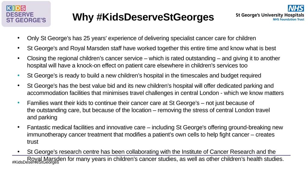 #KidsDeserveStGeorges Toolkit to support keeping - slide 3 of 12