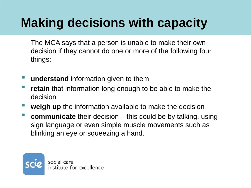 Care England workshop The relevance of the MCA to - slide 5 of 13