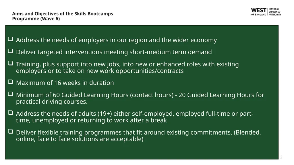 Wave 6 Skills Bootcamps Funding Information Event - slide 3 of 16