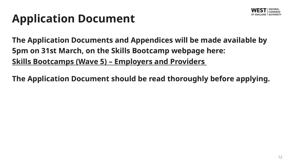Wave 6 Skills Bootcamps Funding Information Event - slide 12 of 16