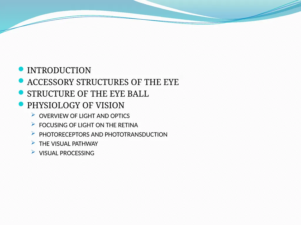 VISION INTRODUCTION ACCESSORY STRUCTURES OF THE - slide 2 of 62