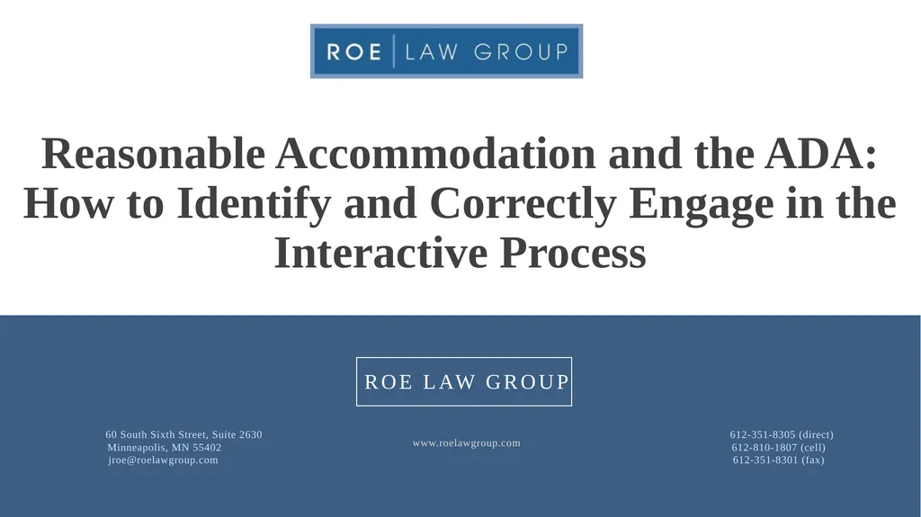 Reasonable Accommodation and the ADA: How to - slide 1 of 22