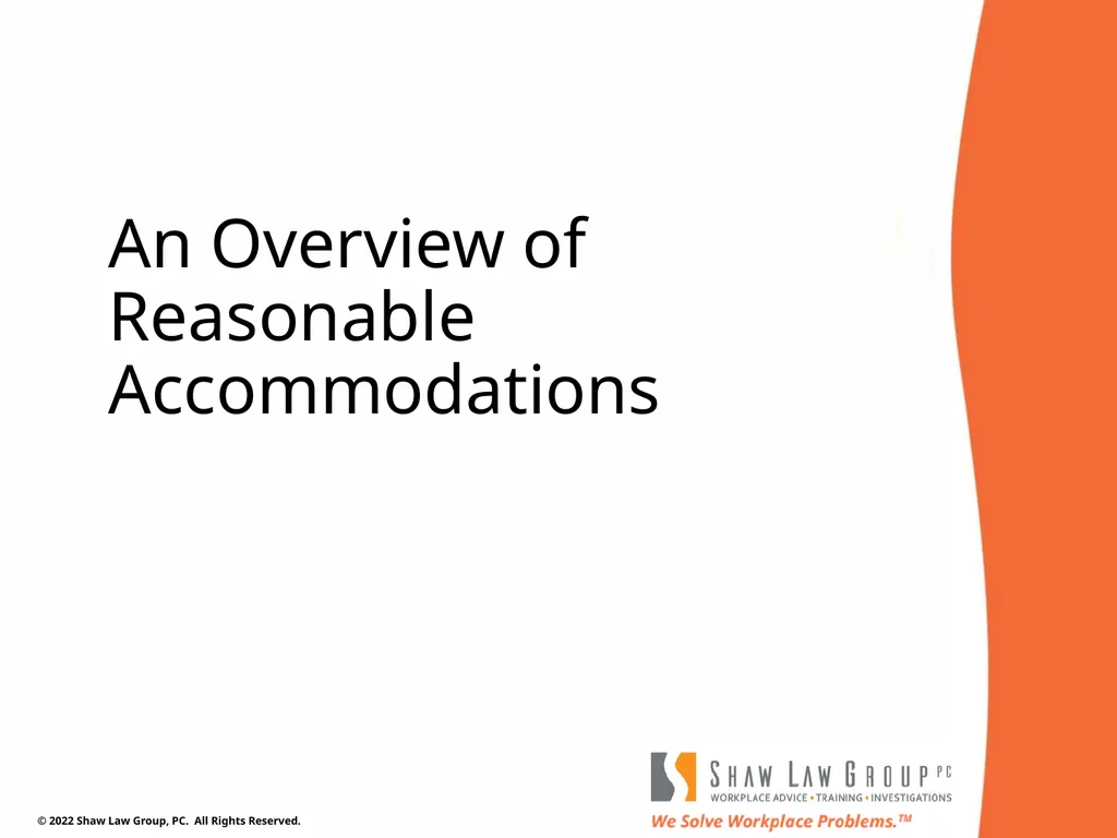 EEO 101: REASONABLE ACCOMMODATIONS Presented by: - slide 4 of 40