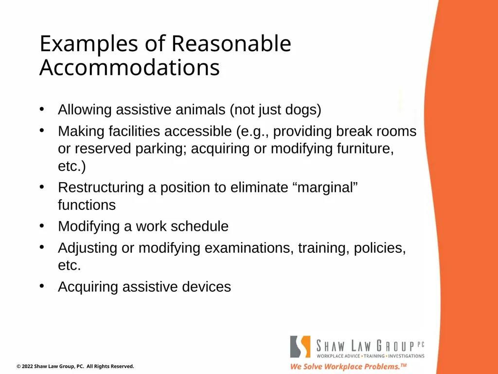 EEO 101: REASONABLE ACCOMMODATIONS Presented by: - slide 15 of 40