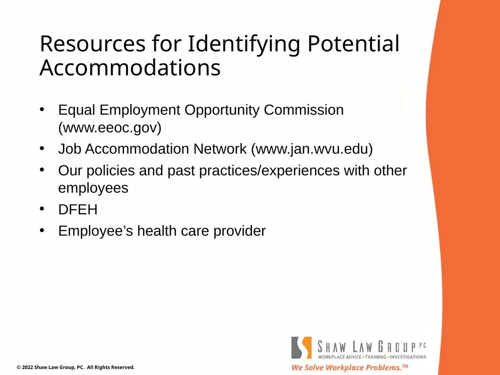 EEO 101: REASONABLE ACCOMMODATIONS Presented by: - slide 17 of 40