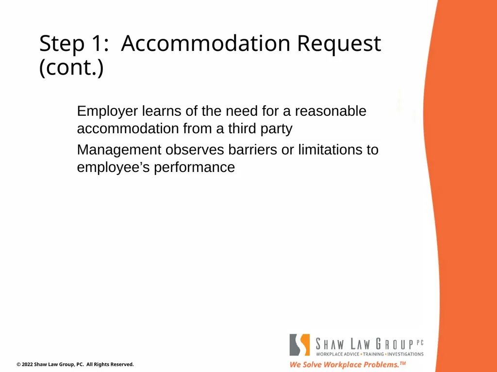 EEO 101: REASONABLE ACCOMMODATIONS Presented by: - slide 29 of 40
