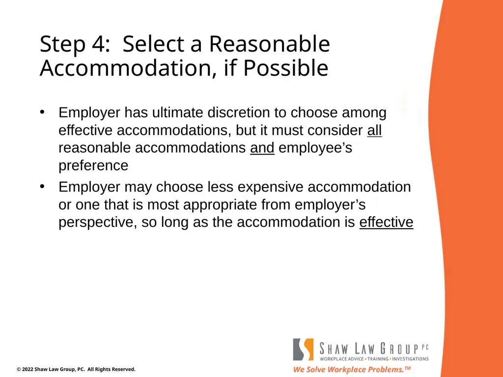 EEO 101: REASONABLE ACCOMMODATIONS Presented by: - slide 34 of 40
