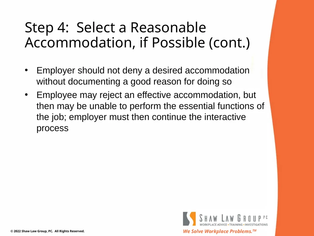 EEO 101: REASONABLE ACCOMMODATIONS Presented by: - slide 35 of 40