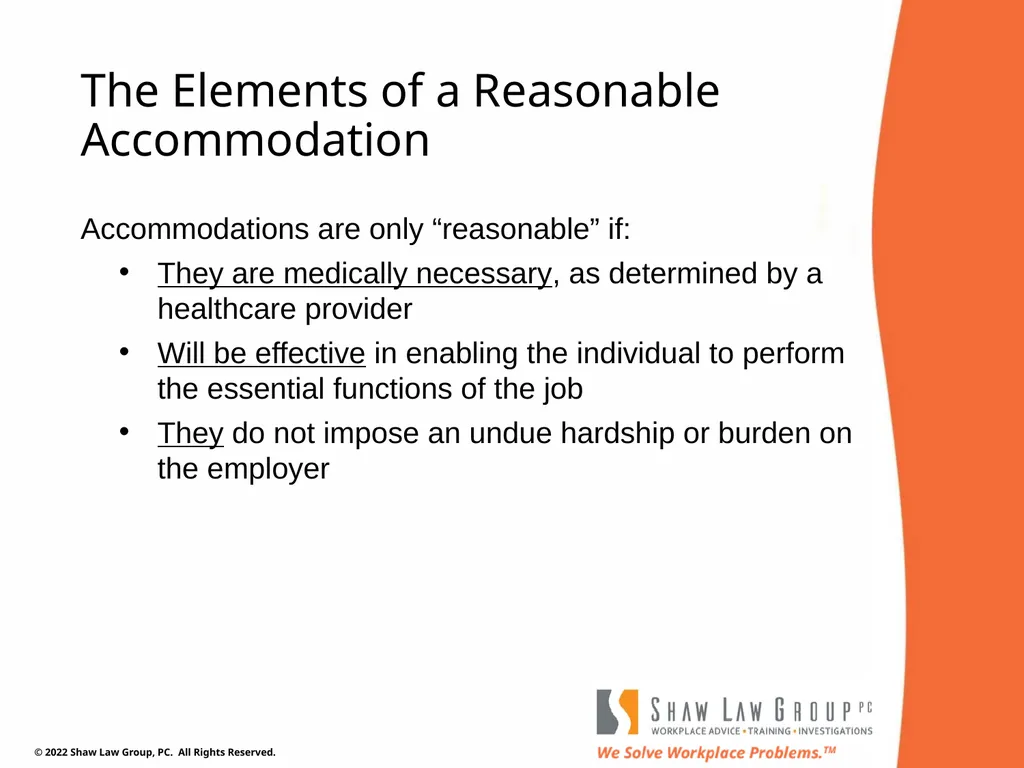 EEO 101: REASONABLE ACCOMMODATIONS Presented by: - slide 10 of 40