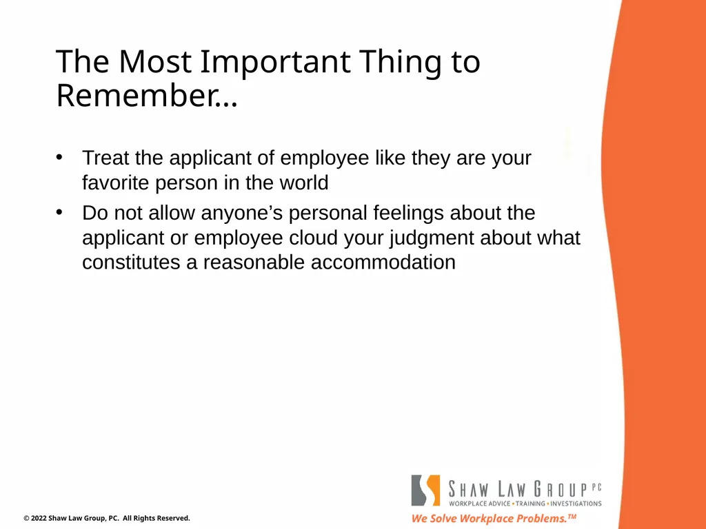 EEO 101: REASONABLE ACCOMMODATIONS Presented by: - slide 36 of 40