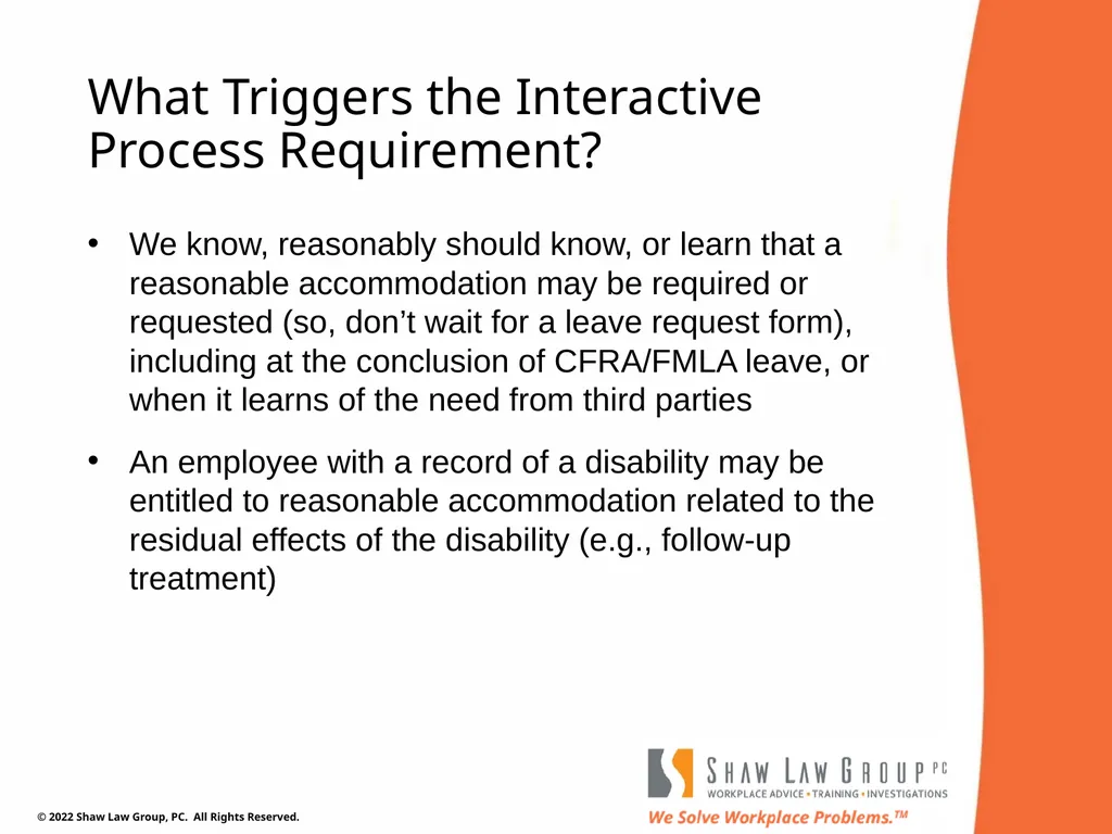 EEO 101: REASONABLE ACCOMMODATIONS Presented by: - slide 12 of 40