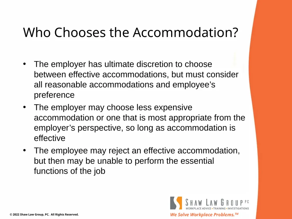 EEO 101: REASONABLE ACCOMMODATIONS Presented by: - slide 14 of 40