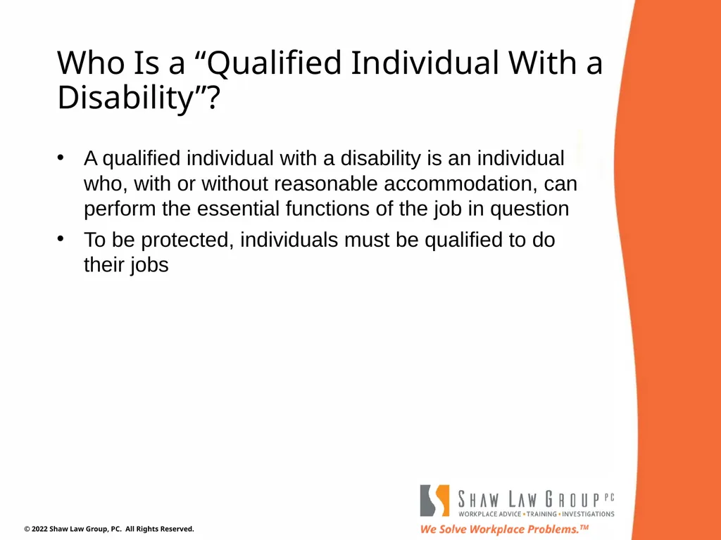 EEO 101: REASONABLE ACCOMMODATIONS Presented by: - slide 7 of 40