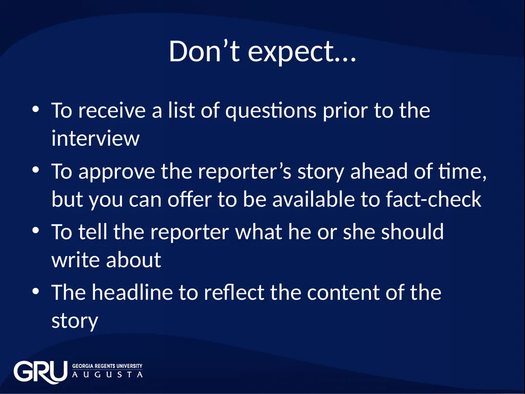 BROWN BAG WORKSHOP: MEDIA TRAINING Office of - slide 13 of 17