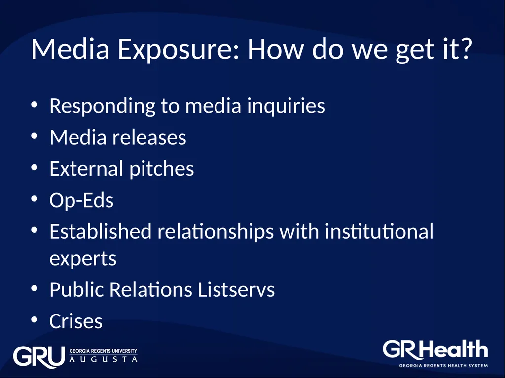 BROWN BAG WORKSHOP: MEDIA TRAINING Office of - slide 7 of 17