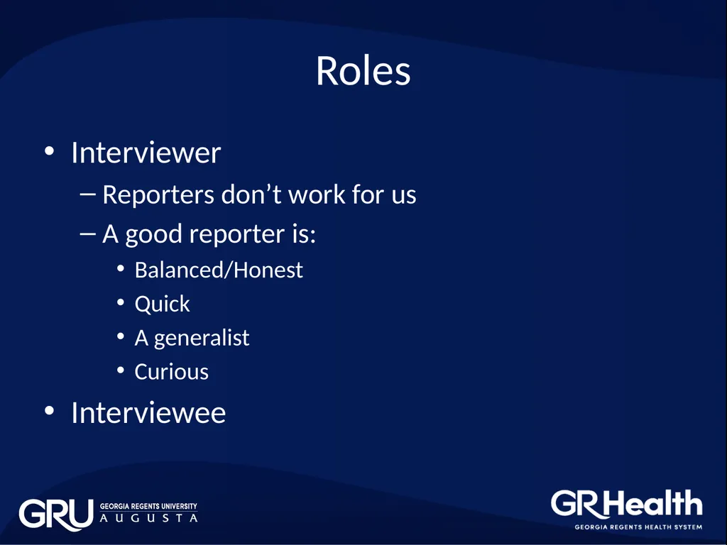 BROWN BAG WORKSHOP: MEDIA TRAINING Office of - slide 8 of 17
