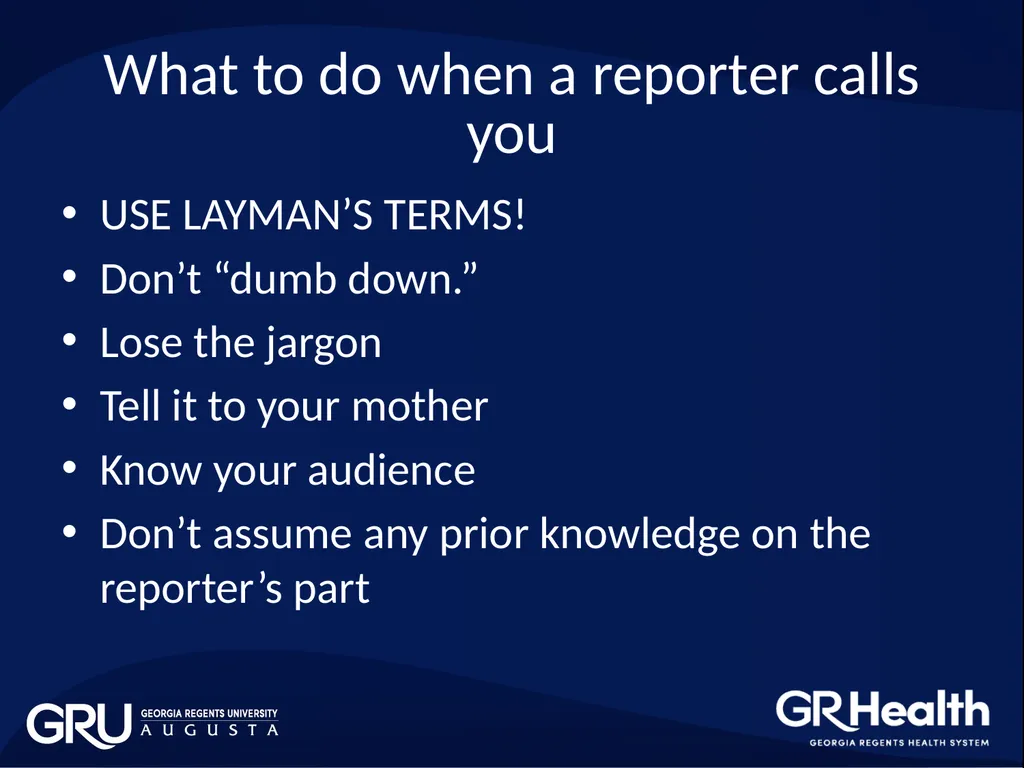 BROWN BAG WORKSHOP: MEDIA TRAINING Office of - slide 10 of 17