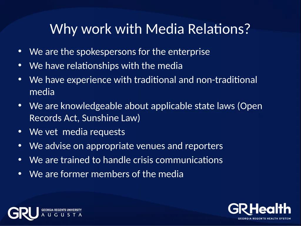 BROWN BAG WORKSHOP: MEDIA TRAINING Office of - slide 5 of 17
