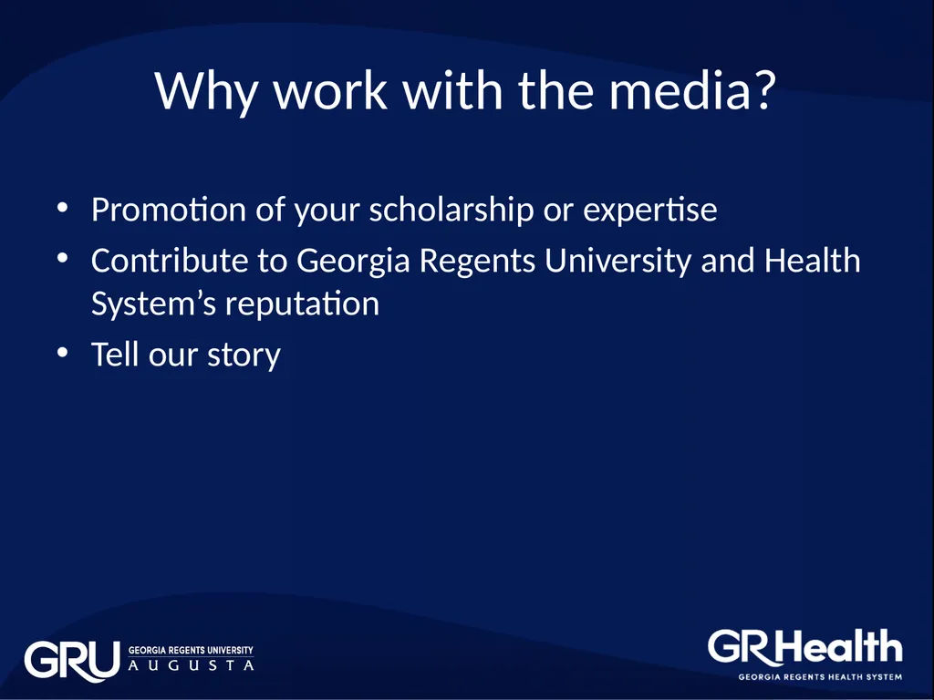 BROWN BAG WORKSHOP: MEDIA TRAINING Office of - slide 4 of 17